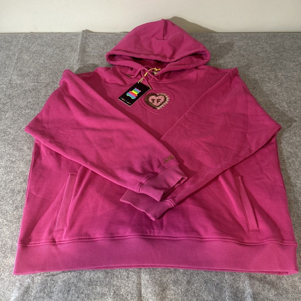 Teddy‎ Fresh Love Beaded Heart Hoodie Pink Size 3XL Casual NWT